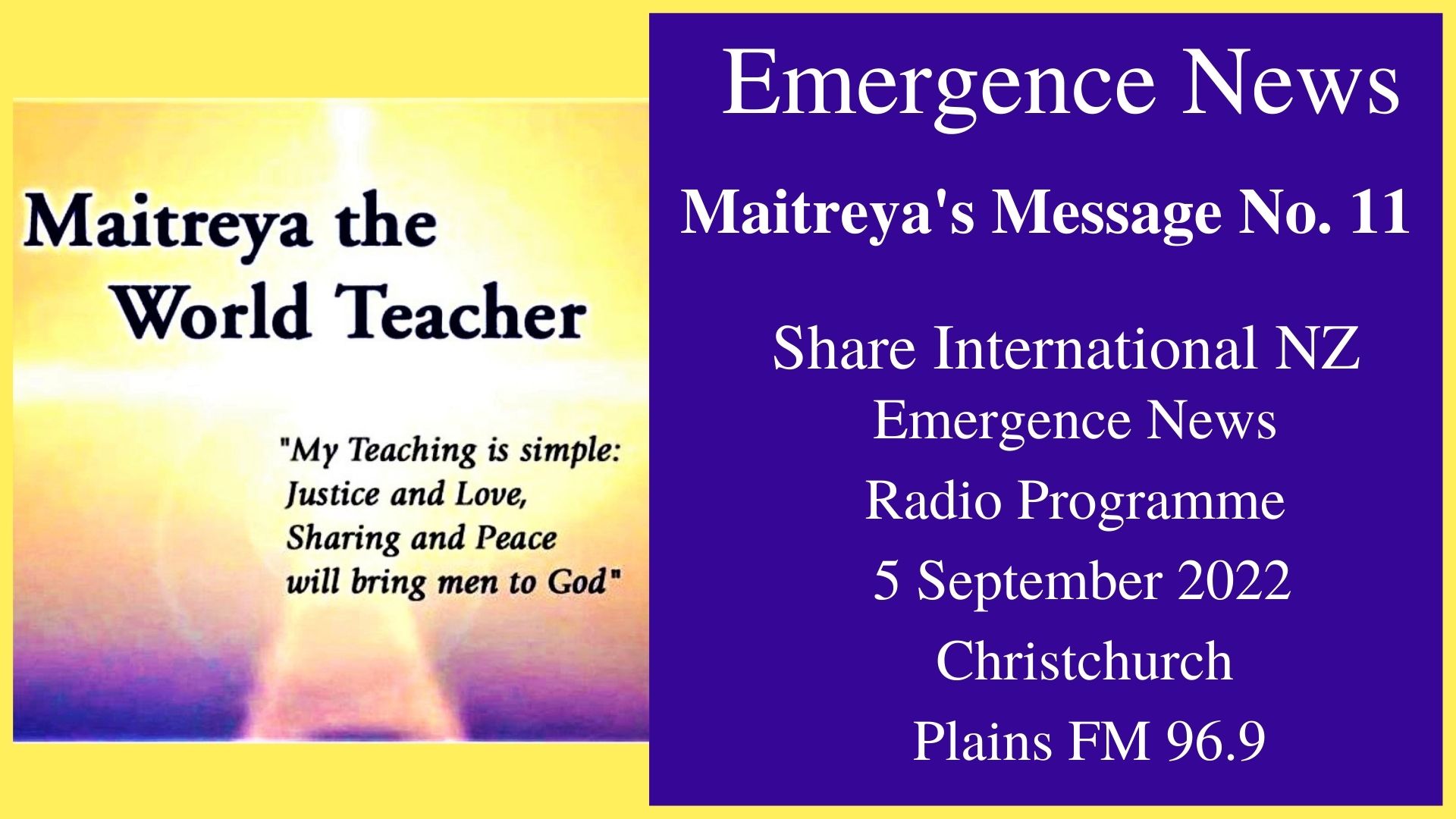 8) Maitreya's Message No. 11 5 September 2022